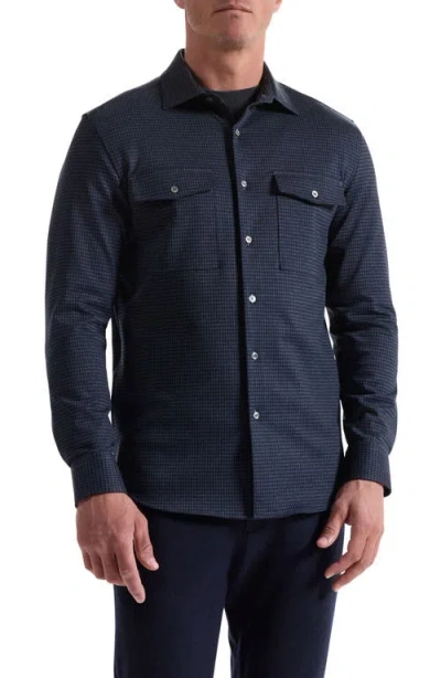Bugatchi Knit Button-up Shirt In Blue
