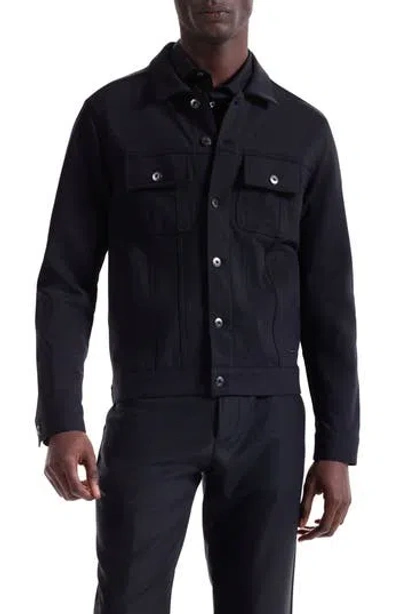 Bugatchi Knit Trucker Jacket In Black