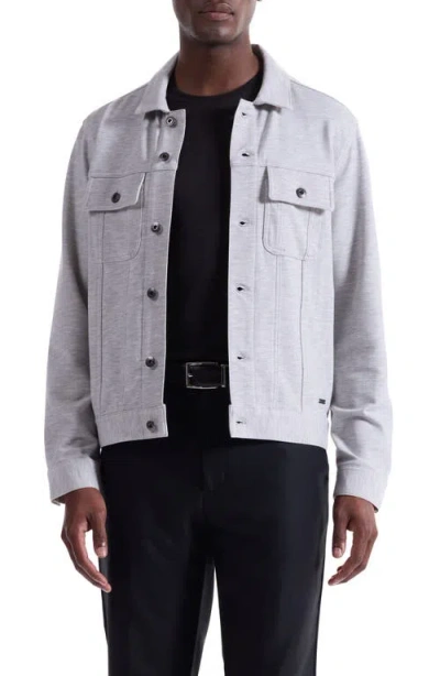 Bugatchi Knit Trucker Jacket In Brown