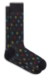 Bugatchi Leaf Mercerized Cotton Blend Dress Socks In Black