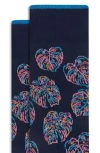 Bugatchi Leaf Pattern Mercerized Cotton Blend Dress Socks