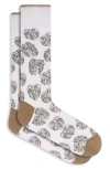 Bugatchi Leaf Pattern Mercerized Cotton Blend Dress Socks In Stone