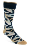 Bugatchi Leaf Print Mercerized Cotton Blend Dress Socks In Multi