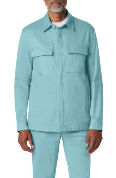 Bugatchi Linen & Cotton Button-up Shirt Jacket In Seafoam