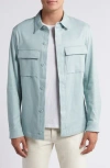 Bugatchi Linen & Cotton Button-up Shirt Jacket In Seafoam