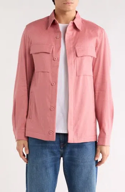 Bugatchi Linen & Cotton Button-up Shirt Jacket In Dust