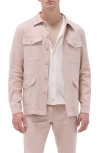 Bugatchi Linen Blend Safari Jacket In Sand