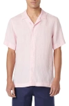 Bugatchi Linen Camp Shirt In Pink