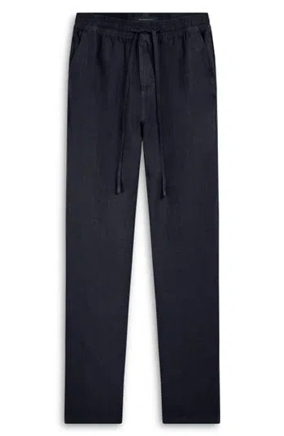 Bugatchi Linen Drawstring Pants In Black