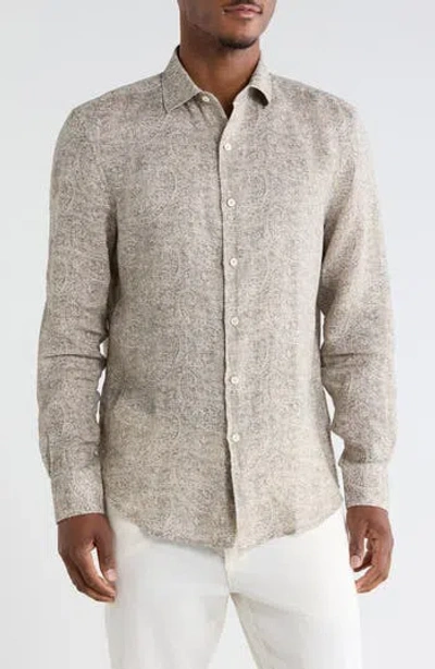 Bugatchi Linen Long Sleeve Button-up Shirt In Multi