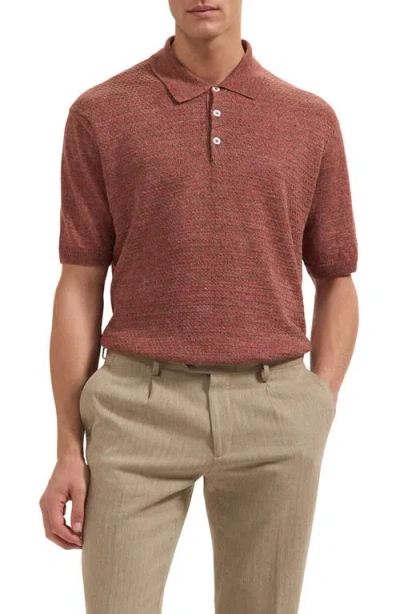 Bugatchi Linen Polo Sweater In Brown