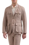Bugatchi Linen Safari Jacket In Pink