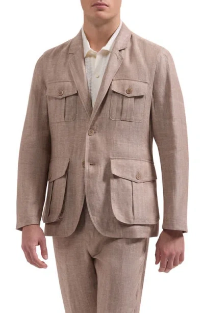 Bugatchi Linen Safari Jacket In Pink