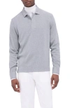 Bugatchi Long Sleeve Cotton Blend Polo In Cement