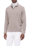 Bugatchi Long Sleeve Cotton Blend Polo In Desert