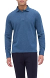 Bugatchi Long Sleeve Cotton Blend Polo In Teal