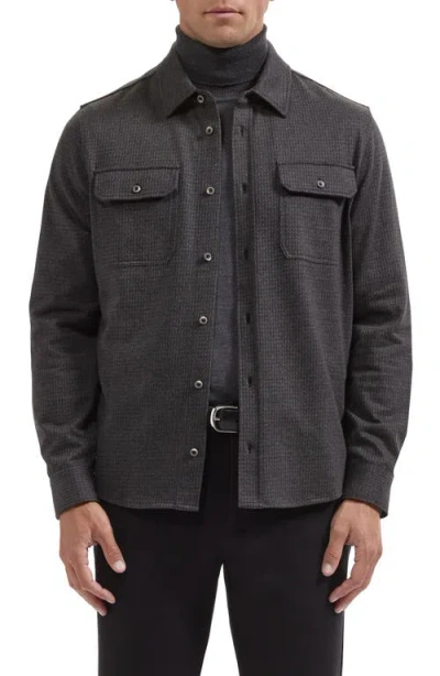 Bugatchi Long Sleeve Cotton Jacquard Button Down Knit Shirt In Black