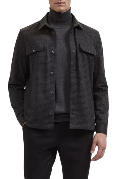 Bugatchi Long Sleeve Knit Button Up Shirt In Black
