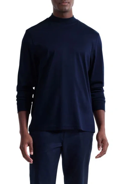 Bugatchi Long Sleeve Mock Neck T-shirt In Blue