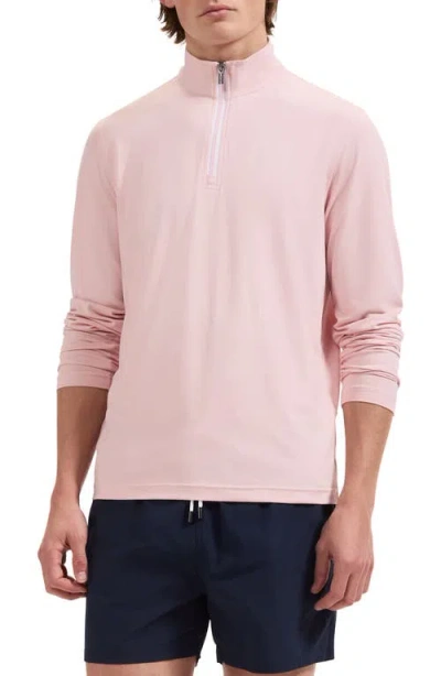 Bugatchi Mélange Quarter Zip Pullover In Pink