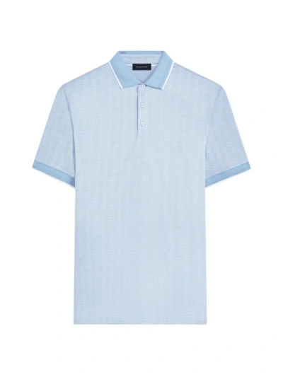 Bugatchi Men's 3-button Cotton-blend Polo Shirt In Air Blue