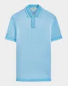 Bugatchi Men's 3-button Polo Sweater In Dusty Blue
