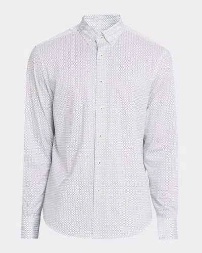 Bugatchi Men & Apos;s Brent Ooohcotton Windowpane-print Sport Shirt In White