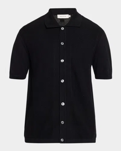 Bugatchi Short Sleeve Cardigan In Black