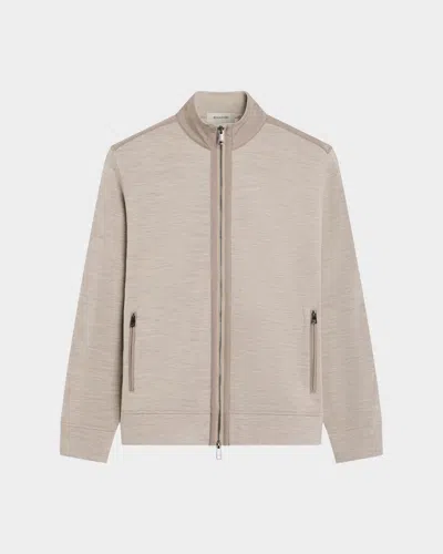 Bugatchi Men & Apos;s Cotton-wool Blend Zip-up Cardigan In Neutral