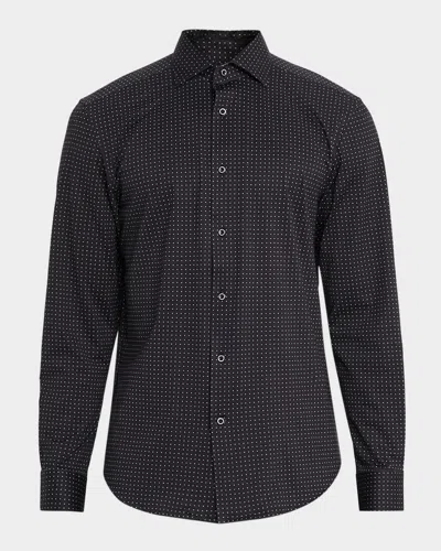 BUGATCHI MEN & APOS;S DEVON 8-WAY STRETCH OOOHCOTTON MICRO-DOT DRESS SHIRT