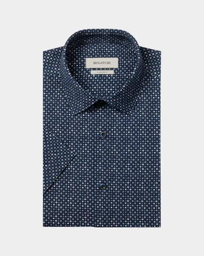 Bugatchi Men & Apos;s Geometric Stretch-cotton Shirt In Blue