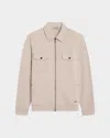Bugatchi Houndstooth Full Zip Blouson Jacket In Neutral