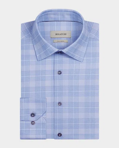 Bugatchi Men & Apos;s James Ooohcotton Graph Plaid Dress Shirt In Blue