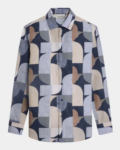 Bugatchi Men & Apos;s Julian Geometric Cotton Shirt In Blue