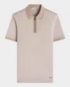 Bugatchi Quarter Zip Polo In Neutral