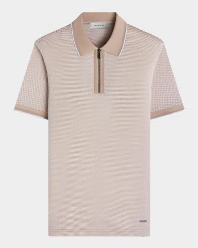 BUGATCHI MEN & APOS;S MICRO-CHECK QUARTER-ZIP POLO SHIRT