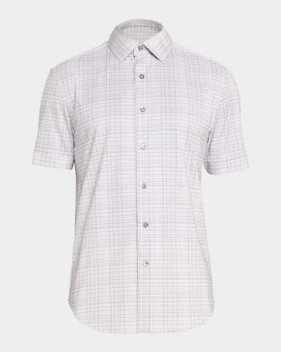 Bugatchi Men & Apos;s Miles Ooohcotton Plaid Short-sleeve Shirt In Gray