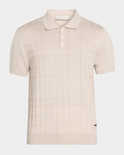 Bugatchi Men & Apos;s Textured Grid Short-sleeve Polo Sweater In Neutral