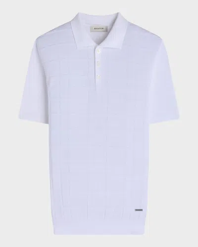 BUGATCHI MEN & APOS;S TEXTURED GRID SHORT-SLEEVE POLO SWEATER