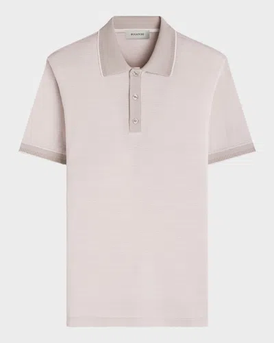 Bugatchi Men & Apos;s Three-button Micro-herringbone Polo Shirt In Pink