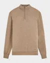 Bugatchi Merino Wool Quarter Zip Pullover In Brown