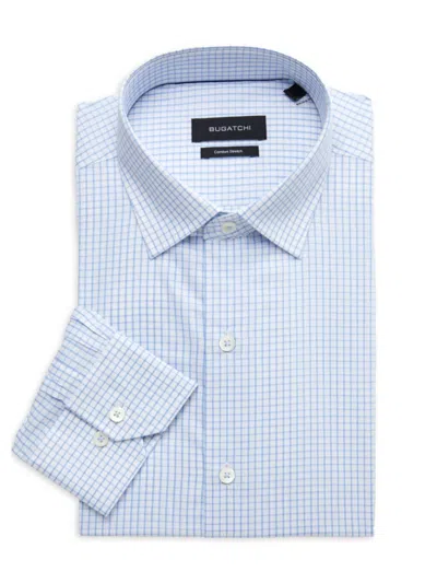 Bugatchi Men's Arthur Comfort Stretch Graph Check Dress Shirt In Blue