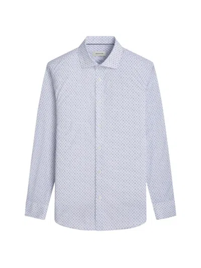 Bugatchi Men's Axel Geometric Stretch Cotton Button-front Shirt In White