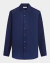 Bugatchi Axel Shaped Fit Linen Button-up Shirt In Navy