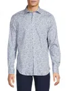 Bugatchi Julian Abstract Stretch Cotton Button-up Shirt In Classic Blue