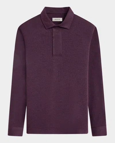 Bugatchi Men's Chevron Self-collar Polo Shirt In Cabernet