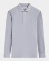 Bugatchi Men's Chevron Self-collar Polo Shirt In Cement