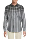Bugatchi Men's Comfort Stretch Plaid Shirt In Dusty Blue