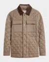 Bugatchi Men's Concealed-zip Quilted Jacket In Brown