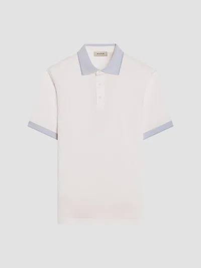 Bugatchi Men's Contrast Collar Cotton Polo Shirt In White